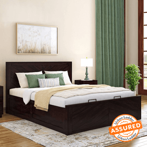 Almaya Hydraulic Storage Bed Queen size Mahogany LP