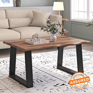 Aquila Live Edge Rectangular Solid Wood Coffee Table In Finish Teak